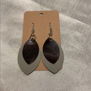 Genuine leather handmade earrings with jewels